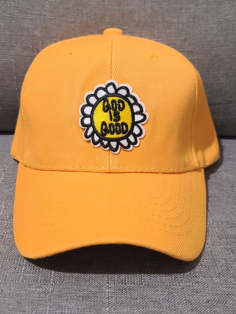 God Is Good Daisy Flower Patch Cap Hat Yellow